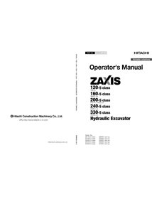 HITACHIMDAKLA22 Hitachi ZAXIS 120-5, 160-5, 200-5, 240-5, 330-5 manual del operador de la excavadora pdf