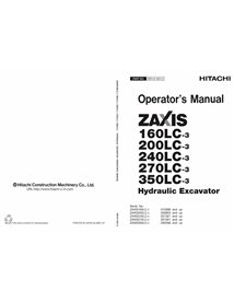 Hitachi ZAXIS 160LC-3, 200LC-3, 240LC-3, 270LC-3, 350LC-3 excavator pdf operator's manual  - Hitachi manuals - HITACHI-EM1U1N...