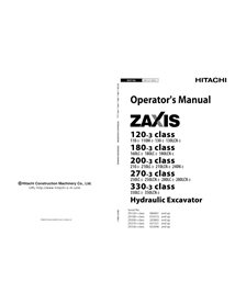 Hitachi ZAXIS 120-3, 180-3, 200-3,, 270-3, 330LC-3 class excavator pdf operator's manual  - Hitachi manuals - HITACHI-EM1U131-EN