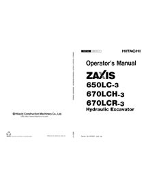 Manuel de l'opérateur pdf de l'excavatrice Hitachi ZAXIS 650LC-3, 670LCH-3, 670LCR-3 - Hitachi manuels - HITACHI-EM1J721-EN