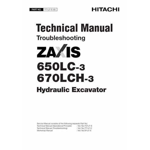 Manual técnico de solução de problemas em pdf da escavadeira Hitachi ZAXIS 650LC-3, 670LCH-3 - Hitachi manuais - HITACHI-TT1J...