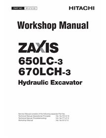 Manuel d'atelier pdf pour pelle Hitachi ZAXIS 650LC-3, 670LCH-3 - Hitachi manuels - HITACHI-W1J7E00