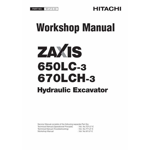 Manual de oficina em pdf da escavadeira Hitachi ZAXIS 650LC-3, 670LCH-3 - Hitachi manuais - HITACHI-W1J7E00