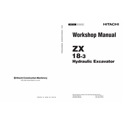 Manual de oficina em pdf da escavadeira Hitachi ZAXIS 18-3 - Hitachi manuais - HITACHI-W1Y8E00-EN
