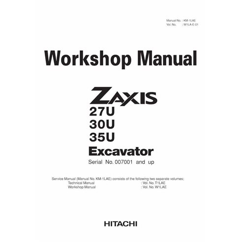 Manual de oficina em pdf da escavadeira Hitachi ZAXIS 27U, 30U, 35U - Hitachi manuais - HITACHI-W1LAE01