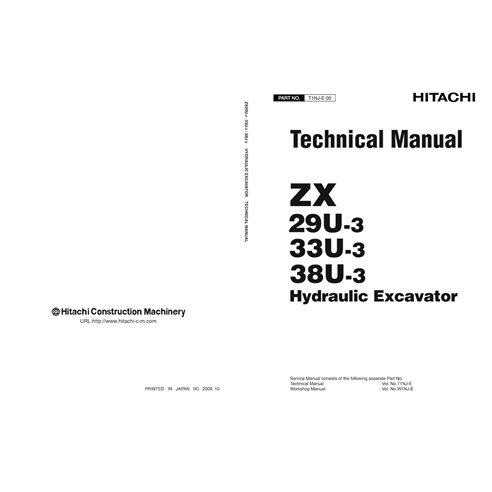 Excavadora Hitachi ZAXIS 29U-3, 33U-3, 38U-3 pdf manual técnico - Hitachi manuales - HITACHI-T1NJE00-EN