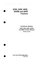 Manuel technique de réparation pdf tracteur John Deere 2250, 2450, 2650, 2650N et 2850 - John Deere manuels - JD-TM4440-EN