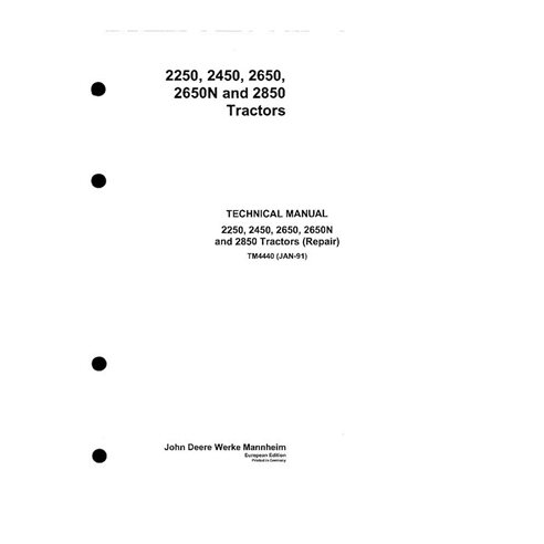 Manual técnico de reparación en pdf del tractor John Deere 2250, 2450, 2650, 2650N y 2850 - John Deere manuales - JD-TM4440-EN