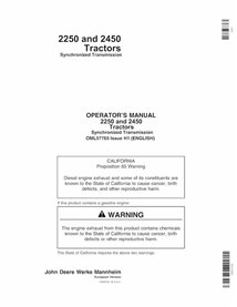 JD-OML57765 John Deere 2250, 2450 Synchronized Transmission tractor operator's manual (OML57765)