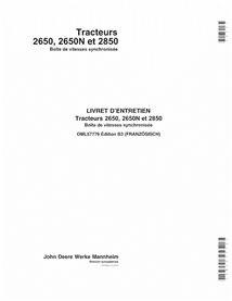 John Deere 2650, 2650N, 2850 Trator de transmissão sincronizada pdf manual do operador FR - John Deere manuais - JD-OML57776-FR