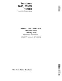 Manuel de l'opérateur pdf pour tracteur à transmission synchronisée John Deere 2650, 2650N, 2850 ES - John Deere manuels - JD...