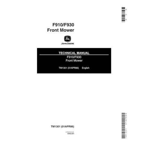 John Deere F910, F930 cortacésped frontal pdf manual técnico - John Deere manuales - JD-TM1301-EN