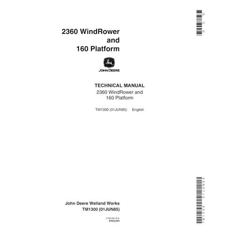 John Deere 2360 windrower pdf technical manual  - John Deere manuals - JD-TM1300-EN