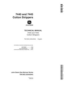 TM1282 Manuel technique de l'égreneuse à coton John Deere 7440, 7445 (TM1282)