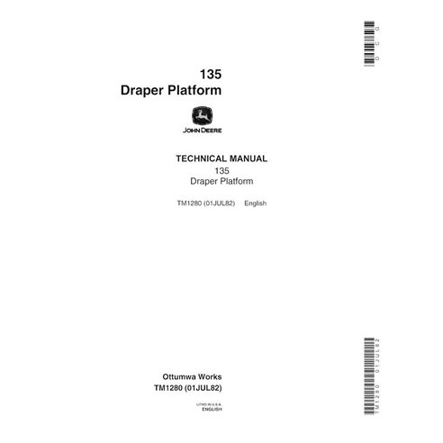 TM1280 John Deere 135 draper header technical manual (TM1280)