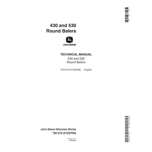 Manuel technique pdf de la presse à balles John Deere 430, 530 - John Deere manuels - JD-TM1276-EN