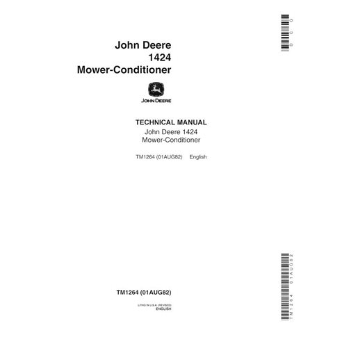 Manuel technique pdf de la faucheuse-conditionneuse John Deere 1424 - John Deere manuels - JD-TM1264-EN