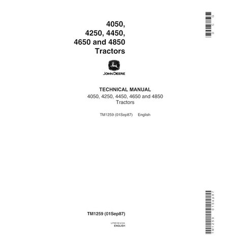 John Deere 4050, 4250, 4450, 4650, 4850 tractor pdf technical manual  - John Deere manuals - JD-TM1259-EN
