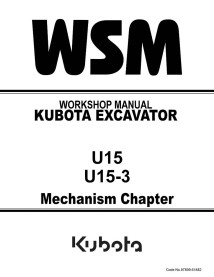 Kubota U15, U15-3 excavator workshop manual - Kubota manuals