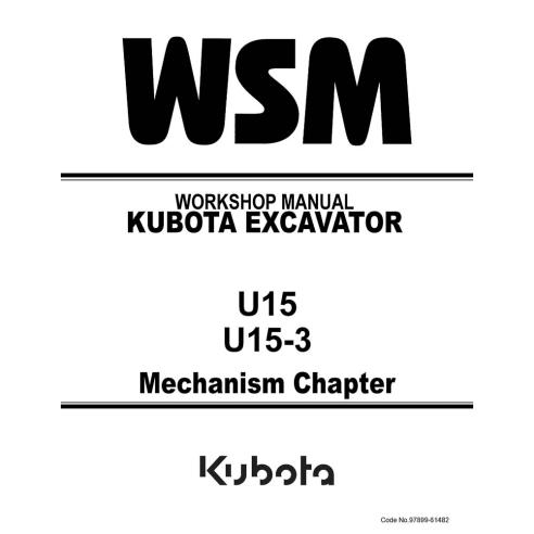 Manual de oficina da escavadeira Kubota U15, U15-3 - Kubota manuais