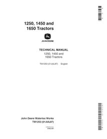 Manuel technique pdf des tracteurs John Deere 1250, 1450 et 1650 - John Deere manuels - JD-TM1253-EN