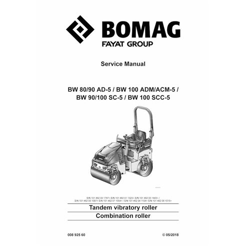 Manual de serviço em pdf do rolo vibratório BOMAG BW80, BW90, BW100 - BOMAG manuais - BOMAG-00892560-SM-EN