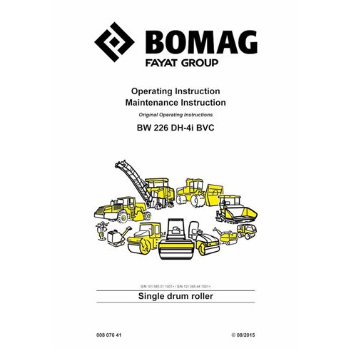 BOMAG-00807641-OM Manuel d'utilisation et d'entretien du rouleau vibrant BOMAG BW226 DH-4i BVC pdf