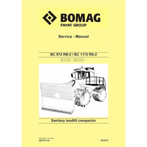 Manual de serviço em pdf do compactador de solo BOMAG BC972 RB-2, BC1172 RS-2 - BOMAG manuais - BOMAG-00891709-SM-EN
