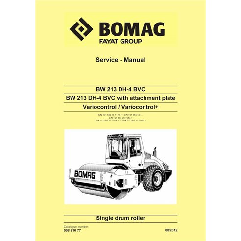 Manuel d'entretien pdf du rouleau BOMAG BW213 DH-4 BVC - BOMAG manuels - BOMAG-00891677-h12-SM-EN