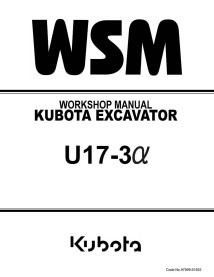 Manuel d'atelier de la pelle Kubota U17-3α - Kubota manuels - KUBOTA-97899-61952