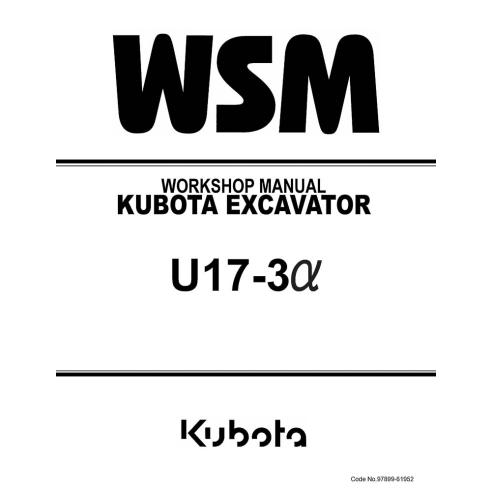 Manual de oficina da escavadeira Kubota U17-3α - Kubota manuais