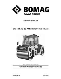 BOMAG BW191, BW206 AD-50 AM rolo vibratório manual de serviço em pdf DE - BOMAG manuais - BOMAG-00840246DE-g18