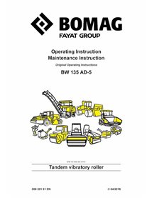 Rodillo vibratorio tándem BOMAG BW135 AD-5 pdf manual de operación y mantenimiento - BOMAG manuales - BOMAG-00820191EN-d18