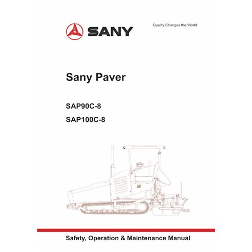 Pavimentadora de esteiras Sany SAP90C-8, SAP100C-8 em pdf manual de operação e manutenção - Sany manuais - SANY-SAP90-100C-9-...