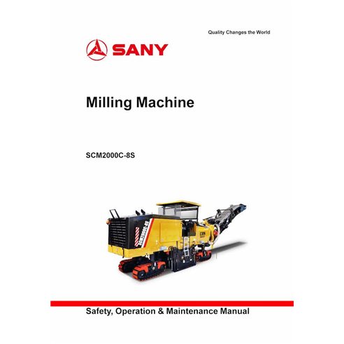 Manuel d'utilisation et d'entretien pdf de la fraiseuse Sany SCM2000C-8S - Sany manuels - SANY-SCM2000C-OM-EN