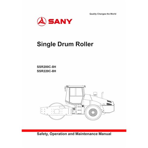 Sany SSR200C-8H, SSR220C-8H rolo de tambor único manual de operação e manutenção em pdf - Sany manuais - SANY-SSR200-220C-8H-...