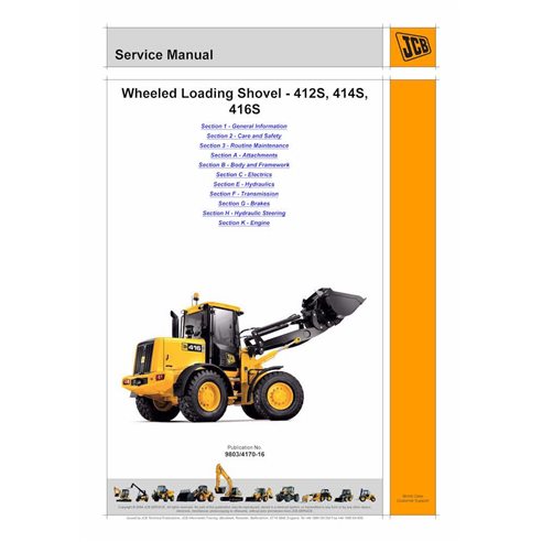 JCB 412S, 414S, 416S wheel loader pdf service manual  - JCB manuals - JCB-9803-4170-16-SM-EN