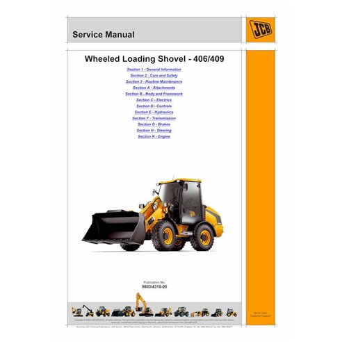 Manual de serviço em pdf da carregadeira de rodas JCB 406, 409 - JCB manuais - JCB-9803-4310-5-SM-EN