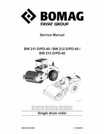 BOMAG BW211, BW212, BW213 D-40, PD-40 manuel d'entretien pdf pour rouleaux monocylindres - BOMAG manuels - BOMAG-00840190EN-l16