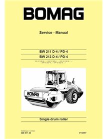 BOMAG BW211, BW213 D-4, PD-4 rodillo de un solo tambor manual de servicio en pdf - BOMAG manuales - BOMAG-00891145-a07-EN