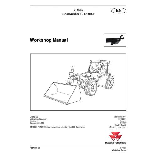 Manual de taller de manipuladores telescópicos Massey Ferguson MF 9205 - Massey Ferguson manuales