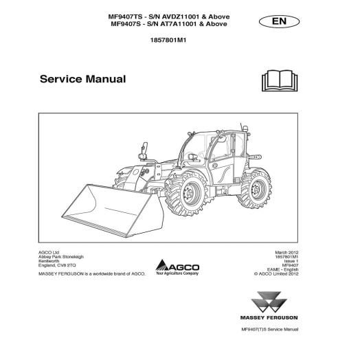 Manual de serviço dos manipuladores telescópicos Massey Ferguson MF 9407TS, MF 9307S - Massey Ferguson manuais
