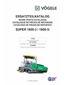 Pavimentadora de esteiras Vögele SUPER 1800-3, 1800-3i catálogo de peças em pdf - Vögele manuais - VGL-2110600-PC