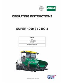 Pavimentadora de esteiras Vögele SUPER 1900-3, 2100-3 em pdf manual de operação e manutenção - Vögele manuais - VGL-2260023-0...