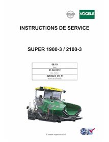 Finisseur sur chenilles Vögele SUPER 1900-3, 2100-3 pdf manuel d'utilisation et d'entretien FR - Vögele manuels - VGL-2260024...