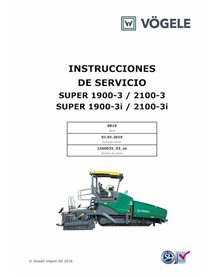 Pavimentadora de esteiras Vögele SUPER 1900-3, 2100-3 pdf manual de operação e manutenção ES - Vögele manuais - VGL-2260025-0...