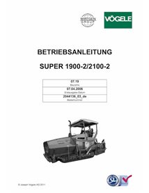 Finisseur sur chenilles Vögele SUPER 1900-2, 2100-2 pdf manuel d'utilisation et d'entretien DE - Vögele manuels - VGL-2044136...