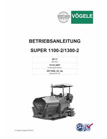 Finisseur sur chenilles Vögele SUPER 1100-2, 1300-2 (08.11) pdf manuel d'utilisation et d'entretien DE - Vögele manuels - VGL...