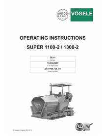 Vögele SUPER 1100-2, 1300-2 (08.11) extendedora de orugas pdf manual de funcionamiento y mantenimiento - Vögele manuales - VG...