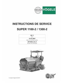 Finisseur sur chenilles Vögele SUPER 1100-2, 1300-2 (08.11) pdf manuel d'utilisation et d'entretien FR - Vögele manuels - VGL...